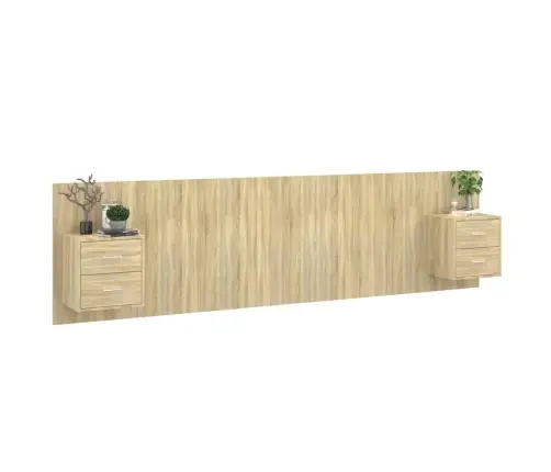 Gultas Galvgalis Ar Skapīšiem, Ozola Krāsā, Inženierijas Koks Vidaxl