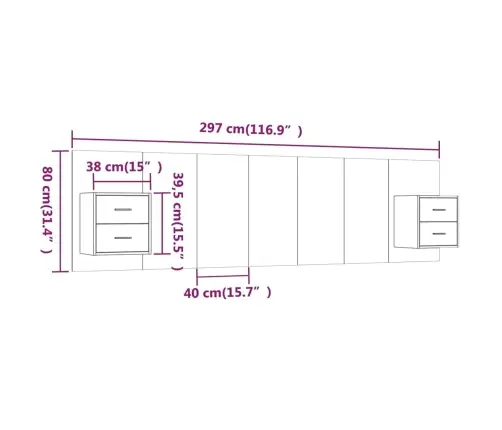 Gultas Galvgalis Ar Skapīšiem, Ozola Krāsā, Inženierijas Koks Vidaxl