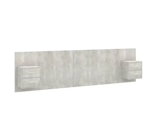 Gultas Galvgalis Ar Skapīšiem, Betona Pelēks, Inženierijas Koks Vidaxl