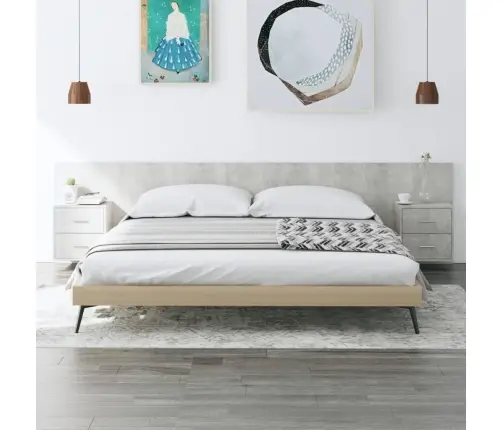 Gultas Galvgalis Ar Skapīšiem, Betona Pelēks, Inženierijas Koks Vidaxl