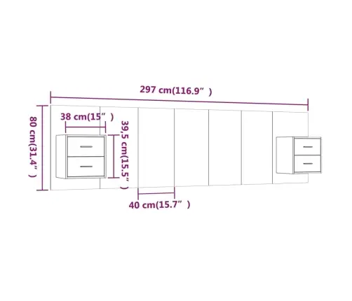 Gultas Galvgalis Ar Skapīšiem,Pelēcīga Ozola, Inženierijas Koks Vidaxl