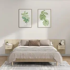 Gultas Galvgalis Ar Skapīšiem, Ozola Krāsā, Inženierijas Koks Vidaxl