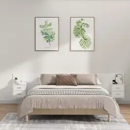 Lovos Galvūgalis Su Spintelėmis, Baltas, Apdirbta Mediena