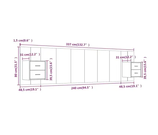 Gultas Galvgalis Ar Skapīšiem, Ozola Krāsā, Inženierijas Koks Vidaxl