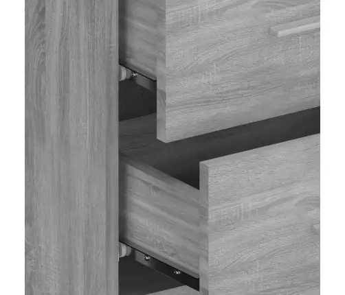 Gultas Galvgalis Ar Skapīšiem,Pelēcīga Ozola, Inženierijas Koks Vidaxl