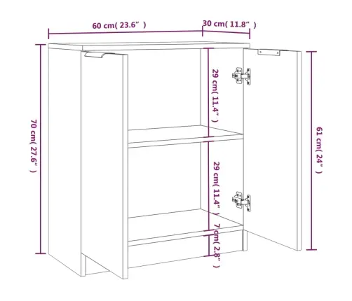 Kumodes, 2 Gab., Pelēka Ozola, 60X30X70 Cm, Inženierijas Koks Vidaxl