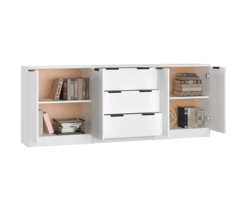 Kumodes, 3 Gab., Baltas, Inženierijas Koks Vidaxl