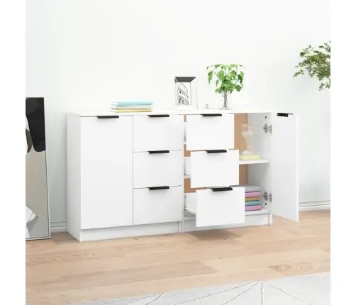 Šoninės Spintelės, 2Vnt., Baltos, 60X30X70cm Apdirbta Mediena