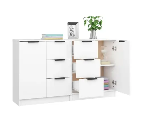 Šoninės Spintelės, 2Vnt., Baltos, 60X30X70cm Apdirbta Mediena