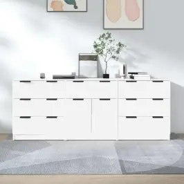 Kumodes, 3 Gab., Baltas, Inženierijas Koks Vidaxl
