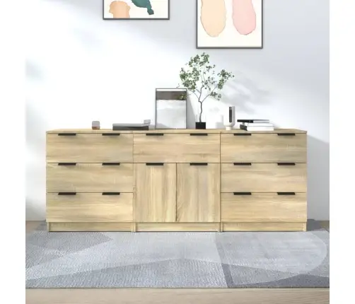 Kumodes, 3 Gab., Ozolkoka Krāsa, Inženierijas Koks Vidaxl