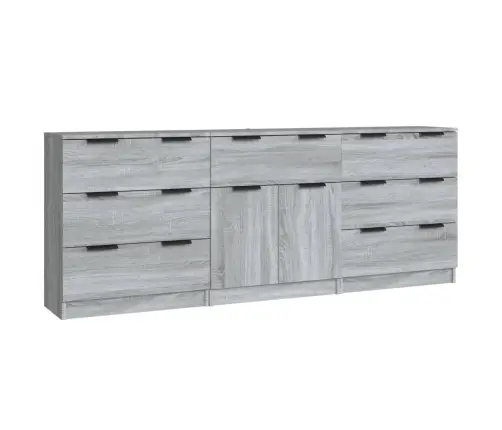 Kumodes, 3 Gab., Pelēka Ozola, Inženierijas Koks Vidaxl