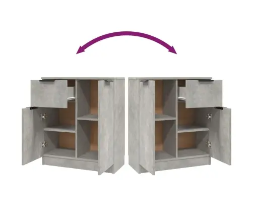 Šoninės Spintelės, 2Vnt., Betono Pilkos, 60X30X70cm Mediena