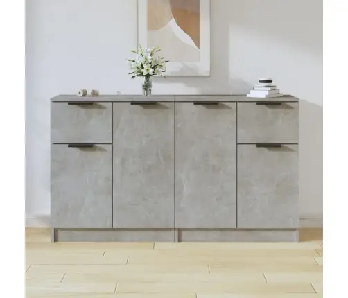 Šoninės Spintelės, 2Vnt., Betono Pilkos, 60X30X70cm Mediena