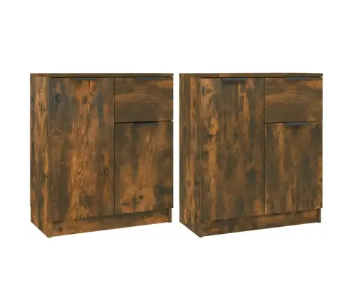 Šoninės Spintelės, 2Vnt., Dūminio Ąžuolo, 60X30X70cm Mediena
