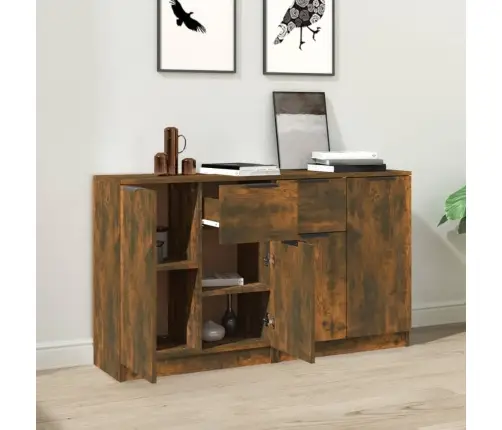 Šoninės Spintelės, 2Vnt., Dūminio Ąžuolo, 60X30X70cm Mediena