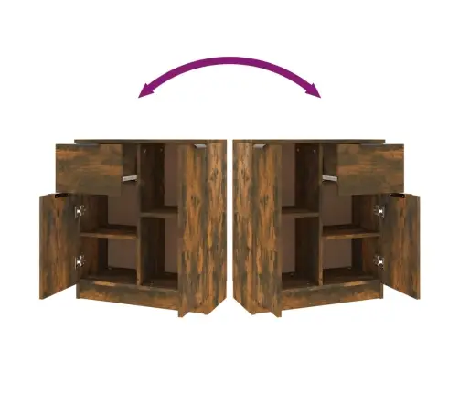 Šoninės Spintelės, 2Vnt., Dūminio Ąžuolo, 60X30X70cm Mediena