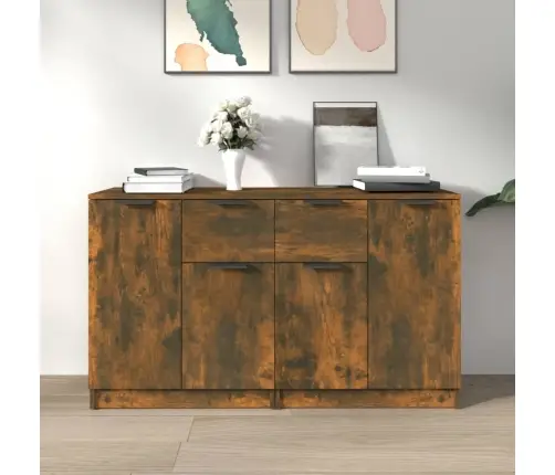 Šoninės Spintelės, 2Vnt., Dūminio Ąžuolo, 60X30X70cm Mediena