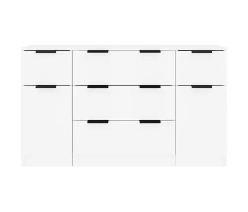 Šoninių Spintelių Komplektas, 3Vnt., Baltos, Apdirbta Mediena