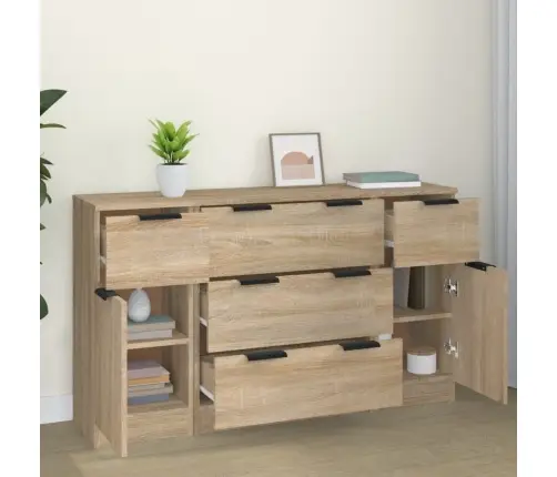 Kumodes, 3 Gab., Ozolkoka Krāsa, Inženierijas Koks Vidaxl