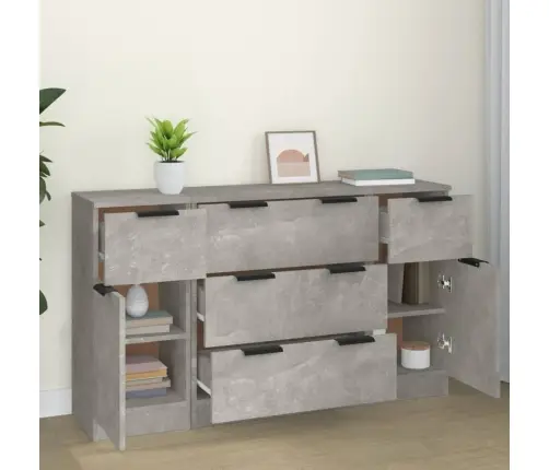 3 -Osaline Puhvetkappide Komplekt, Betoonhall, Tehispuit