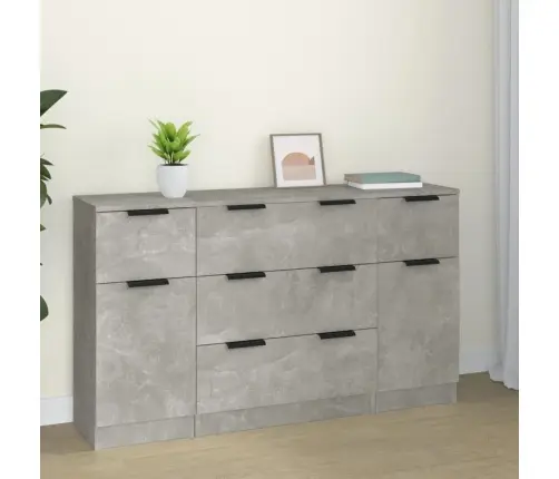 3 -Osaline Puhvetkappide Komplekt, Betoonhall, Tehispuit