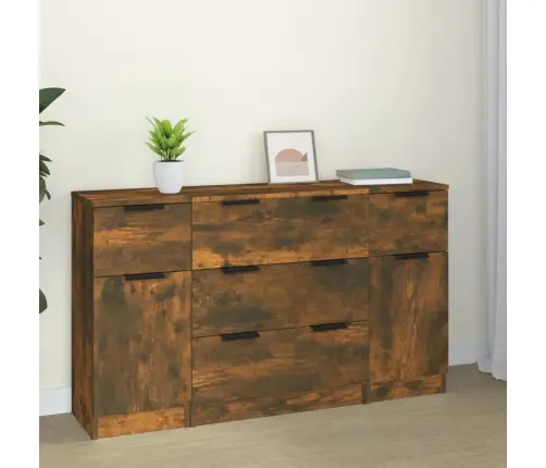 3 -Osaline Puhvetkappide Komplekt, Suitsutatud Tamm, Tehispuit