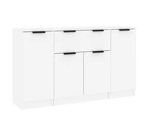 Šoninės Spintelės, 3Vnt., Baltos Spalvos, Apdirbta Mediena