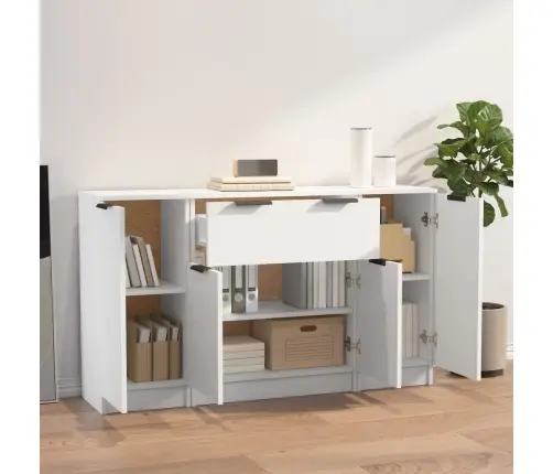 Šoninės Spintelės, 3Vnt., Baltos Spalvos, Apdirbta Mediena