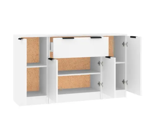 Šoninės Spintelės, 3Vnt., Baltos Spalvos, Apdirbta Mediena