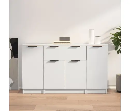 Šoninės Spintelės, 3Vnt., Baltos Spalvos, Apdirbta Mediena