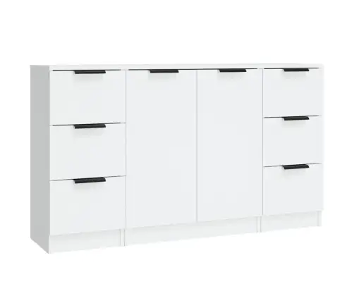 Šoninės Spintelės, 3Vnt., Baltos Spalvos, Apdirbta Mediena