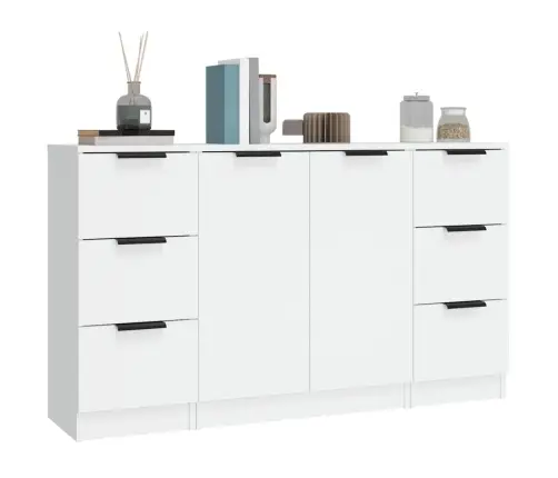 Šoninės Spintelės, 3Vnt., Baltos Spalvos, Apdirbta Mediena