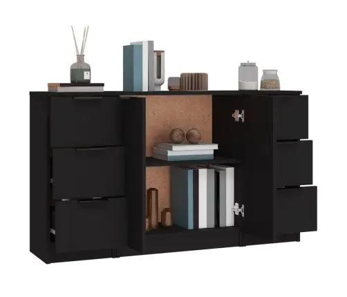 Puhvetkapid 3 Tk, Must, Tehispuit