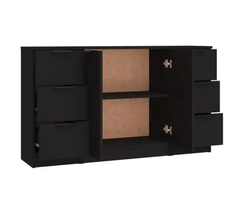 Puhvetkapid 3 Tk, Must, Tehispuit