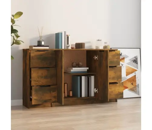 Kumodes, 3 Gab., Ozolkoka Krāsa, Inženierijas Koks Vidaxl