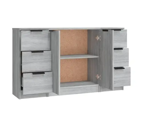 Kumodes, 3 Gab., Pelēka Ozolkoka Krāsa, Inženierijas Koks Vidaxl