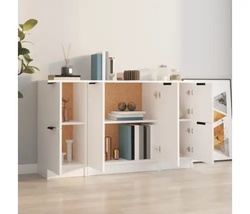 Kumodes, 3 Gab., Baltas, Inženierijas Koks Vidaxl