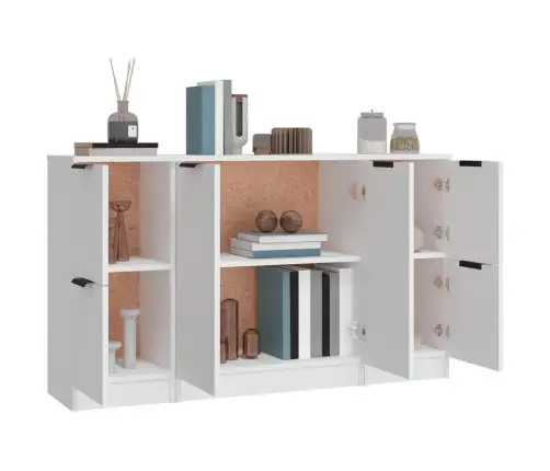 Kumodes, 3 Gab., Baltas, Inženierijas Koks Vidaxl