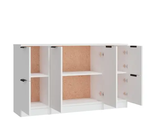 Kumodes, 3 Gab., Baltas, Inženierijas Koks Vidaxl