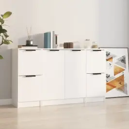 Kumodes, 3 Gab., Baltas, Inženierijas Koks Vidaxl
