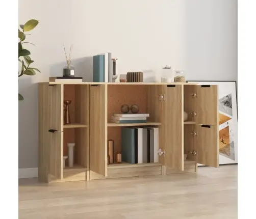 Puhvetkapid 3 Tk, Sonoma Tamm, Tehispuit