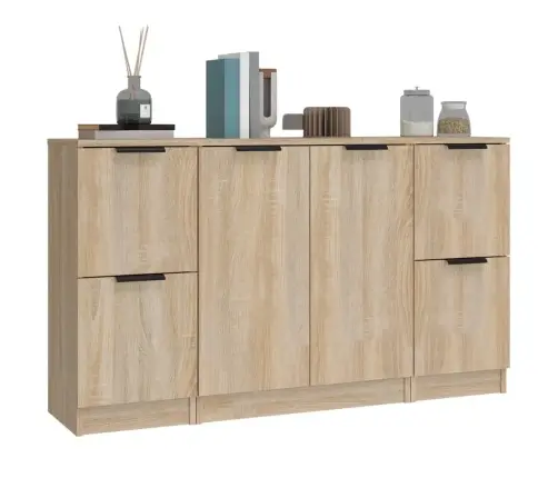 Puhvetkapid 3 Tk, Sonoma Tamm, Tehispuit