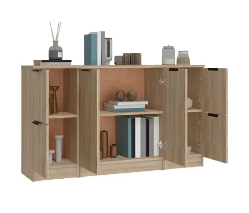 Puhvetkapid 3 Tk, Sonoma Tamm, Tehispuit