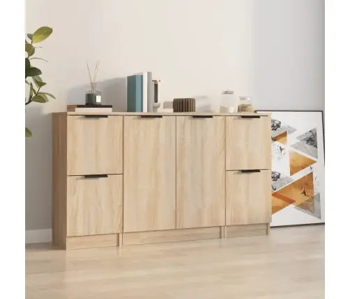 Puhvetkapid 3 Tk, Sonoma Tamm, Tehispuit