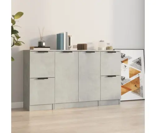 Kumodes, 3 Gab., Betona Pelēkas, Inženierijas Koks Vidaxl