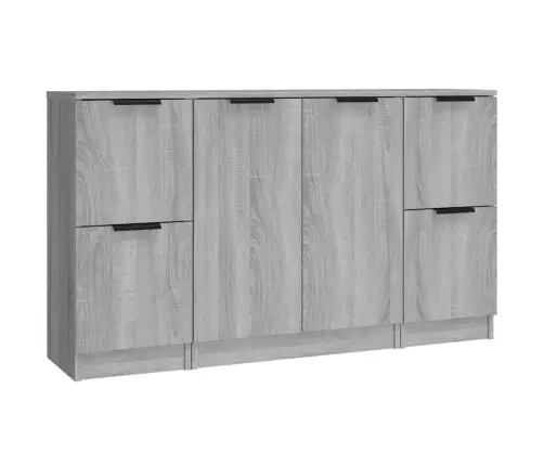 Kumodes, 3 Gab., Pelēka Ozolkoka Krāsa, Inženierijas Koks Vidaxl