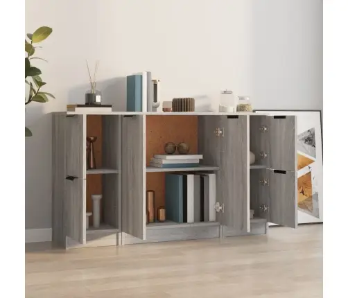 Kumodes, 3 Gab., Pelēka Ozolkoka Krāsa, Inženierijas Koks Vidaxl