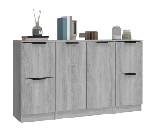 Kumodes, 3 Gab., Pelēka Ozolkoka Krāsa, Inženierijas Koks Vidaxl