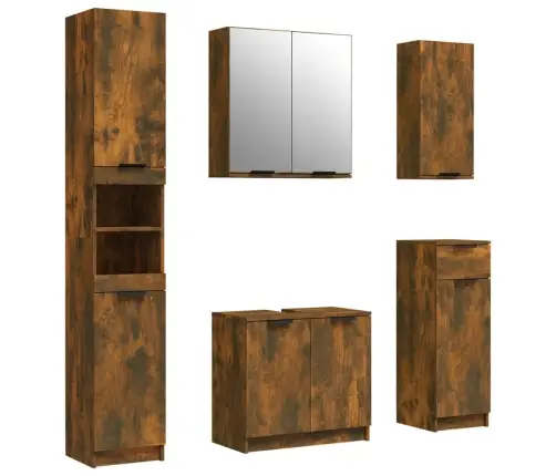 5-Daļīgs Vannasistabas Skapīšu Komplekts, Ozolkoka Krāsa Vidaxl